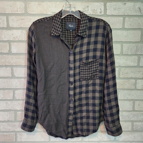 RAILS Womens Soft Cotton Black Green  Plaid Button Down Shirt Sz XS - Picture 1 of 13